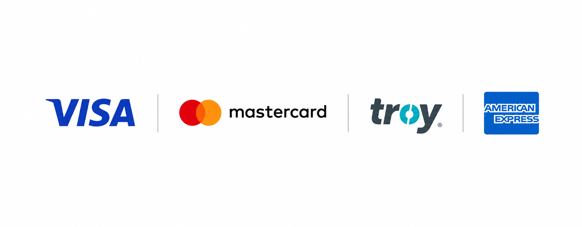 Visa, Mastercard, Troy, American Express