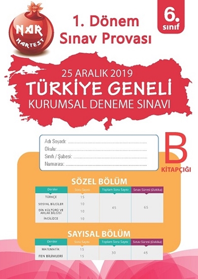 6. Sınıf 1. Dönem Sınav Provası 2. Kurumsal Deneme B Kitapçığı