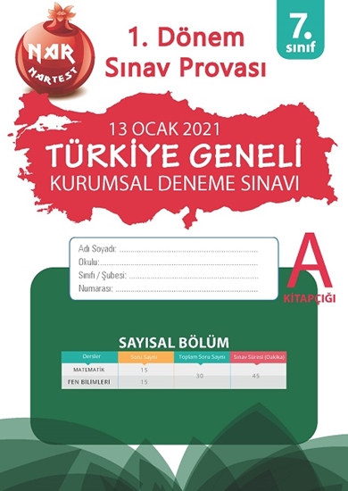 7. Sınıf Kurumsal Deneme A Sayısal Kitapçığı Türkiye Geneli 1. Dönem Sınav Provası 2021