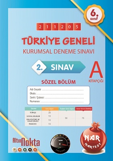 Nartest 6. Sınıf 2. Kurumsal Deneme Aralık A Söz Kod:211205