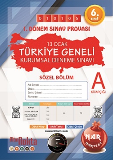 Nartest 6. Sınıf 3. Kurumsal Deneme A Söz 13 Ocak Kod 010105