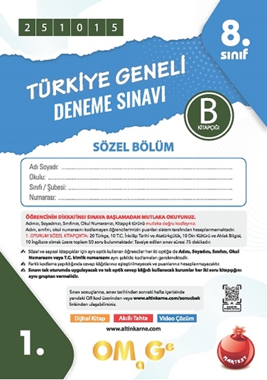 Omage 8. Sınıf 1. Türkiye Geneli Deneme Sınavı Ekim B Söz Kod 251015