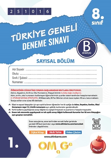 Omage 8. Sınıf 1. Türkiye Geneli Deneme Sınavı Ekim B Say Kod 251016
