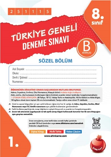 8. Sınıf Türkiye Geneli Ds Kasım B Söz Kod 251115