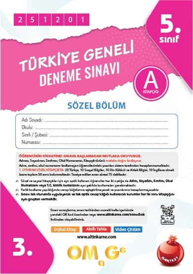 5. Sınıf Türkiye Geneli Ds Aralık A Söz Kod 251201