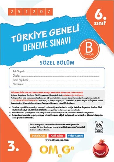 6. Sınıf Türkiye Geneli Ds Aralık B Söz Kod 251207
