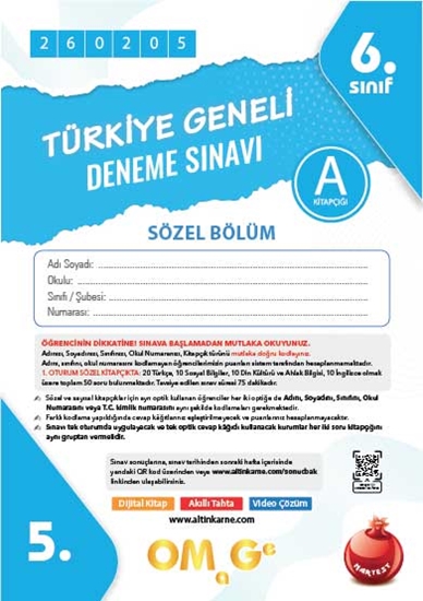 6. Sınıf Türkiye Geneli Ds Şubat A Say Kod 260206
