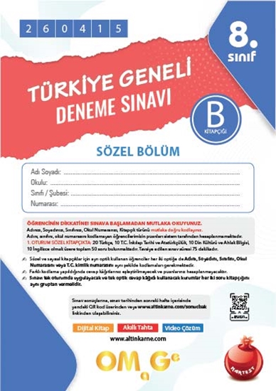 8. Sınıf Türkiye Geneli Ds Nisan B Söz Kod 260415