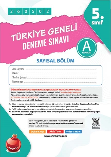 Nartest 5. Sınıf 8. Türkiye Geneli Ds Mayıs A Say Kod 260502