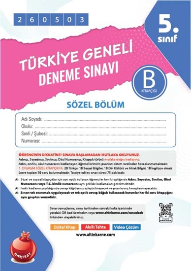 Nartest 5. Sınıf 8. Türkiye Geneli Ds Mayıs B Söz Kod 260503