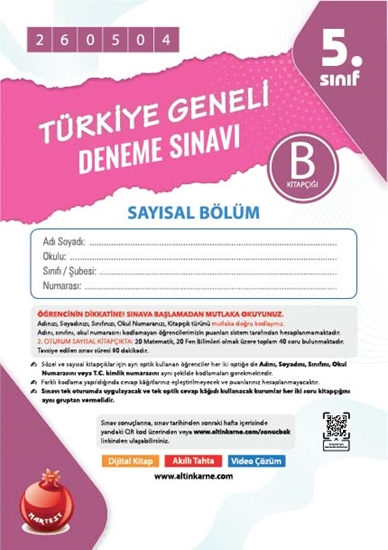 Nartest 5. Sınıf 8. Türkiye Geneli Ds Mayıs B Say Kod 260504