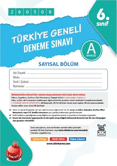 Nartest 6. Sınıf 8. Türkiye Geneli Ds Mayıs A Say Kod 260506