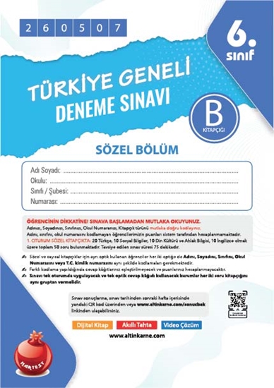 Nartest 6. Sınıf 8. Türkiye Geneli Ds Mayıs B Söz Kod 260507