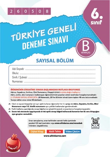 Nartest 6. Sınıf 8. Türkiye Geneli Ds Mayıs B Say Kod 260508
