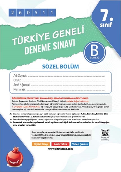 Nartest 7. Sınıf 8. Türkiye Geneli Ds Mayıs B Söz Kod 260511