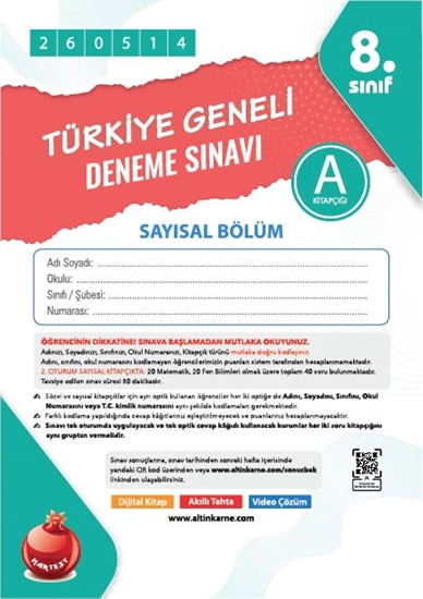 Nartest 8. Sınıf 8. Türkiye Geneli Ds Mayıs A Say Kod 260514