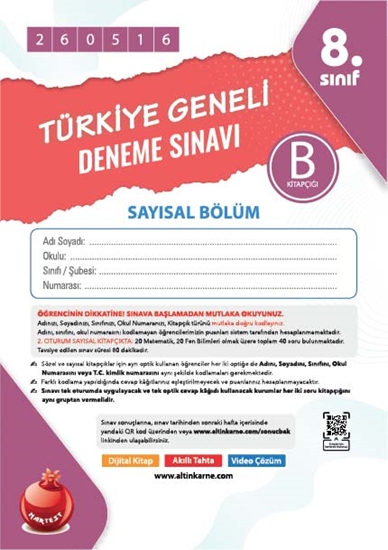 Nartest 8. Sınıf 8. Türkiye Geneli Ds Mayıs B Say Kod 260516