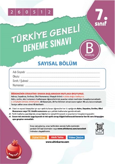 Nartest 7. Sınıf 8. Türkiye Geneli Ds Mayıs B Say Kod 260512
